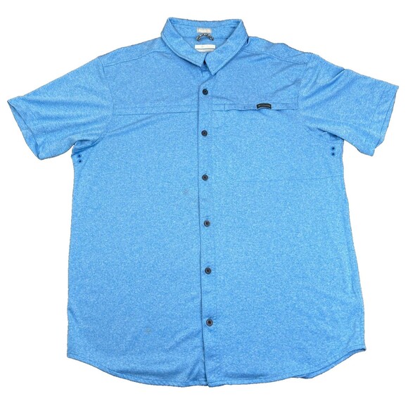 Columbia Sportswear Button Down Shirt Adult Large Regular Fit Blue Short Sleeve - Picture 1 of 10